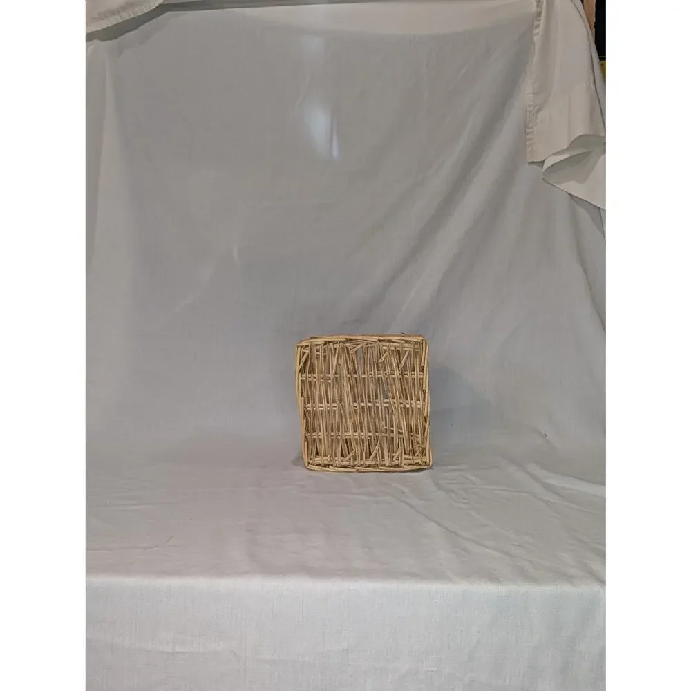Woven Wicker Basket Red Ribbon Rustic Farmhouse Decor